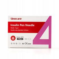 Insulino švirkštimo priemonių adatos Sinocare 32G, 0,23 x 4 mm, 100 vnt.