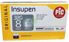 Insulino švirkštimo priemonės adatos PIC Insupen 32G, 8 mm, 100 vnt.