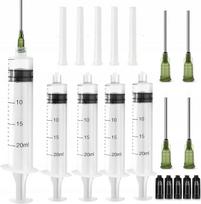 Švirkštai su Luer Lock, 20 ml, 5 vnt., su bukais 14G antgaliais skysčių dozavimui