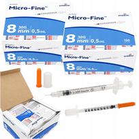 Insulino švirkštai su adata MICRO-FINE U100 0,5 ml, 0,3 x 8 mm, 100 vnt.