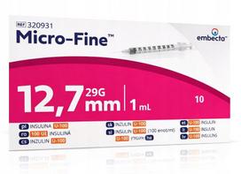 Insulino švirkštai Micro-Fine U-100 29G 0,33 mm x 12,7 mm, 1 ml, 10 vnt.