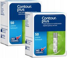 Gliukozės matuoklio juostelės CONTOUR PLUS, 2 x 50 vnt.