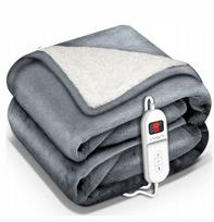 Elektrinė fleece antklodė Tresko, 200 x 180 cm, 120 W, šviesiai pilka