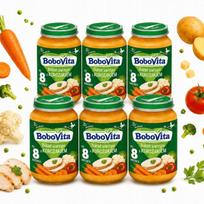 Daržovių ir vištienos tyrelė BoboVita, nuo 8 mėn., 6 x 190 g