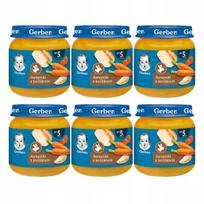 Kūdikių daržovių ir triušienos tyrelių rinkinys GERBER, nuo 5 mėn., 6 x 125 g
