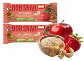 Mužinuko BOB SNAIL obuolių ir braškių batonėlis su kvinoja, be pridėtinio cukraus, 35 g, 2 vnt.