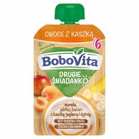 Vaisių desertas Bobovita su abrikosais, obuoliais, bananais ir grūdų koše, 100 g