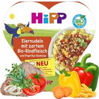 Ekologiški makaronai su jautiena, paprikomis ir daržovėmis HIPP, nuo 1 metų, 250 g