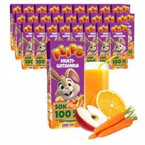 Multivitaminų sultys FLIPS JUICE, 100 %, 27 x 200 ml, su šiaudeliu, Sante
