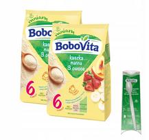Manų košė BoboVita su 3 vaisiais, nuo 6 mėn., 2 x 180 g + dovana