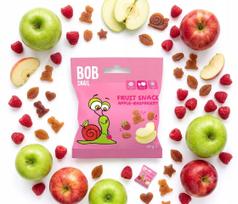 Vaisinės guminukai BOB SNAIL su obuoliais ir avietėmis, be pridėtinio cukraus, 20 g