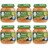 Ekologiška „Gerber“ morkų ir saldžiųjų bulvių tyre, nuo 4 mėn., 125 g, 6 vnt.