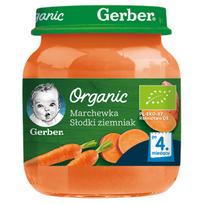 Kūdikių tyrelių rinkinys GERBER Organic, morkų ir saldžiųjų bulvių, 125 g