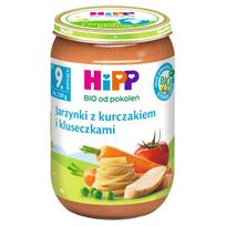 Kūdikių tyrelė Hipp su daržovėmis, vištiena ir makaronais nuo 9 mėn., 220 g