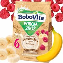 Pieninė košė su ryžiais, avietėmis ir bananais BOBOVITA, 210 g