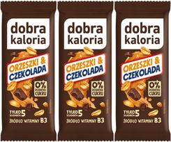 Energijos batonėlis DOBRA KALORIA su žemės riešutais ir šokoladu, 3 x 35 g, be pridėtinio cukraus
