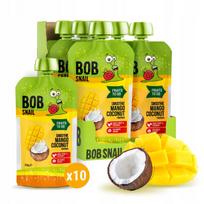 Vaisių desertas be pridėtinio cukraus BOB SNAIL, mango ir kokosų, 10 x 120 g