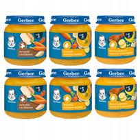 Tyrelės kūdikiams GERBER nuo 5 mėn., 6 x 125 g, įvairių skonių rinkinys