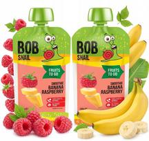 Vaisių glotnutis BOB SNAIL, bananas ir avietės, be pridėtinio cukraus, 120 g, 2 vnt.
