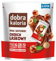 Mini batonėliai DOBRA KALORIA su lazdyno riešutais, be cukraus, 102 g