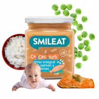 Kūdikių tyrelė su žirneliais ir lašiša, ekologiška, 230 g, Smileat