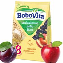 Grūdinė košė be pieno su obuoliais ir slyvomis BOBOVITA, nuo 8 mėn., 180 g