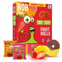 Vaisių ritinėliai BOB SNAIL, mangų ir braškių skoniai, 240 g, 24 vnt., be pridėtinio cukraus, veganiški