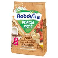 Pieninė košė BoboVita su 7 grūdais, braškėmis ir bananais, nuo 8 mėn., be cukraus, 210 g