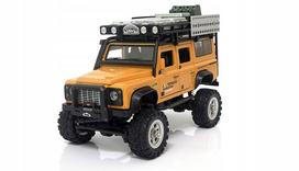 RC automobilis Amewi D90X28 metalinis vikšrinis modelis 1:28, geltonas
