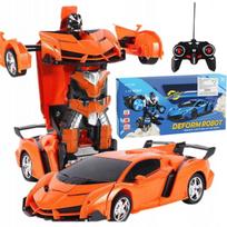 Radijo bangomis valdomas automobilis-robotas 2in1, oranžinis, su šviesomis ir garsais