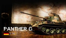 Nuotoliniu būdu valdomas tankas 1:16 German Panther Type G, su ASG, IR, garsu ir dūmais, RTR