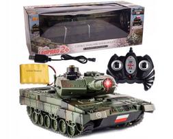 Nuotoliniu būdu valdomas LEOPARD tankas su LED apšvietimu, šaudymo funkcija, USB įkrovimu, 50 cm