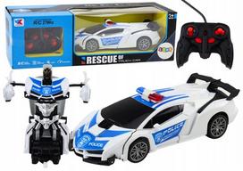 Nuotoliniu būdu valdomas policijos automobilis–robotas su garsais ir šviesomis