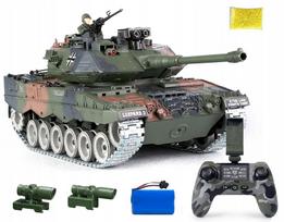 Nuotoliniu būdu valdomas tankas Leopard 1:18 su dūmų šūviais, metaliniais vikšrais ir kamera