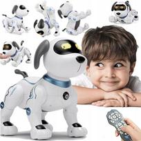 Interaktyvus nuotoliniu pultu valdomas robotas šuo, atlieka triukus ir šoka