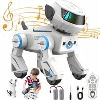 Išmanusis robotas šuo su 100 komandų ir spalvotais LED efektais