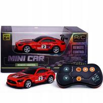 Nuotoliniu būdu valdomas metalinis MINI RC automobilis 1:64, raudonas, su šviesomis