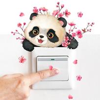 Namų Sienos Mada Kūrybingas Animacinis Panda Paukštis Gėlė Jungiklio Lipdukas Vaikų Kambarys Miegamasis Sieninis Lipdukas Lipnus Mieli Gyvūnai Dekalas black