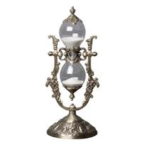 Elegant European Hourglass Ornament 15/30 Minutes Sand Timer for Desk or Shelf Display Vintage Glass Sand Clock Stand gray
