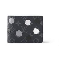 Louis Vuitton X Yayoi Kusama Multiple Monogram Dot Pattern Canvas And Leather Wallet Men wallet Black M81931 Shopping Bag Set(Basic Set+Shopping Bag)