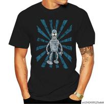 The Robot T Shirt Walking Printed Vintage Bender Round Neck Casual Men T-shirt Plus Size Cotton Four Seasons Daily 5XL įvairiaspalvis