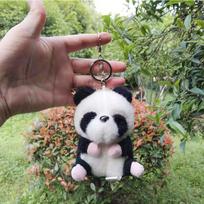 Mielas animacinis pandos ir karvės pliušinis žaisliukas, krepšio pakabukas, raktų laikiklis, minkštas gyvūno raktų pakabukas Panda white