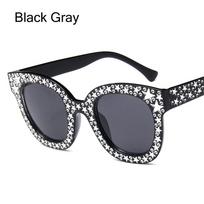 Sparkling Rhinestone Frame Diamond Oversized Sunglasses Square Sunglasses Women Sunglasses Female Shades juoda pilka spalva