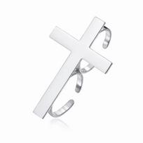 Big Cross Shape Two Finger Cross Ring Stainless Steel Double Finger Ring  Women Men sidabras