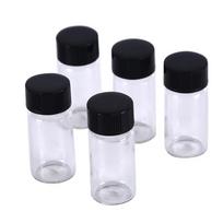 5 vnt. 5 ml maži mieli laboratoriniai stikliniai buteliukai buteliukai skaidrūs indeliai su užsukamu dangteliu onesize black