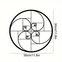 1pc Fibonacci Spiral Gold Metal Wall Art, Math Decor for Outdoor Indoor, Halloween Christmas New Year Gift black