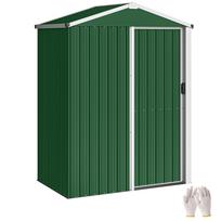 Steel Garden Shed 1.1m² with Lockable Sliding Door, 136x87x179 cm, Green 136 x 87 x 179 cm