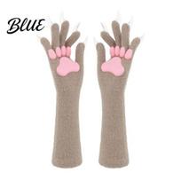 Flexible Finger Animal Paws Simulated Claw Plush Gloves with Silicone Pads Halloween Cosplay Realistic Palm Pad Claws Beast Paw Mitts Soft Warm for šviesiai ruda spalva