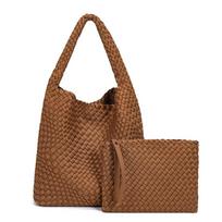 2025 Handmade Woven Tote: Versatile Mother-Daughter Shoulder Bag armijos žalia spalva