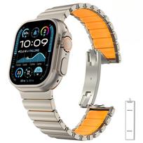 Metalinis titano dirželis Apple Watch juostai Ultra 3 49mm Series 11 10 46mm Prabangus guminis riešo dirželis Iwatch 9 8 7 SE 3 45mm 44mm 49mm 46mm 45mm 44mm gray